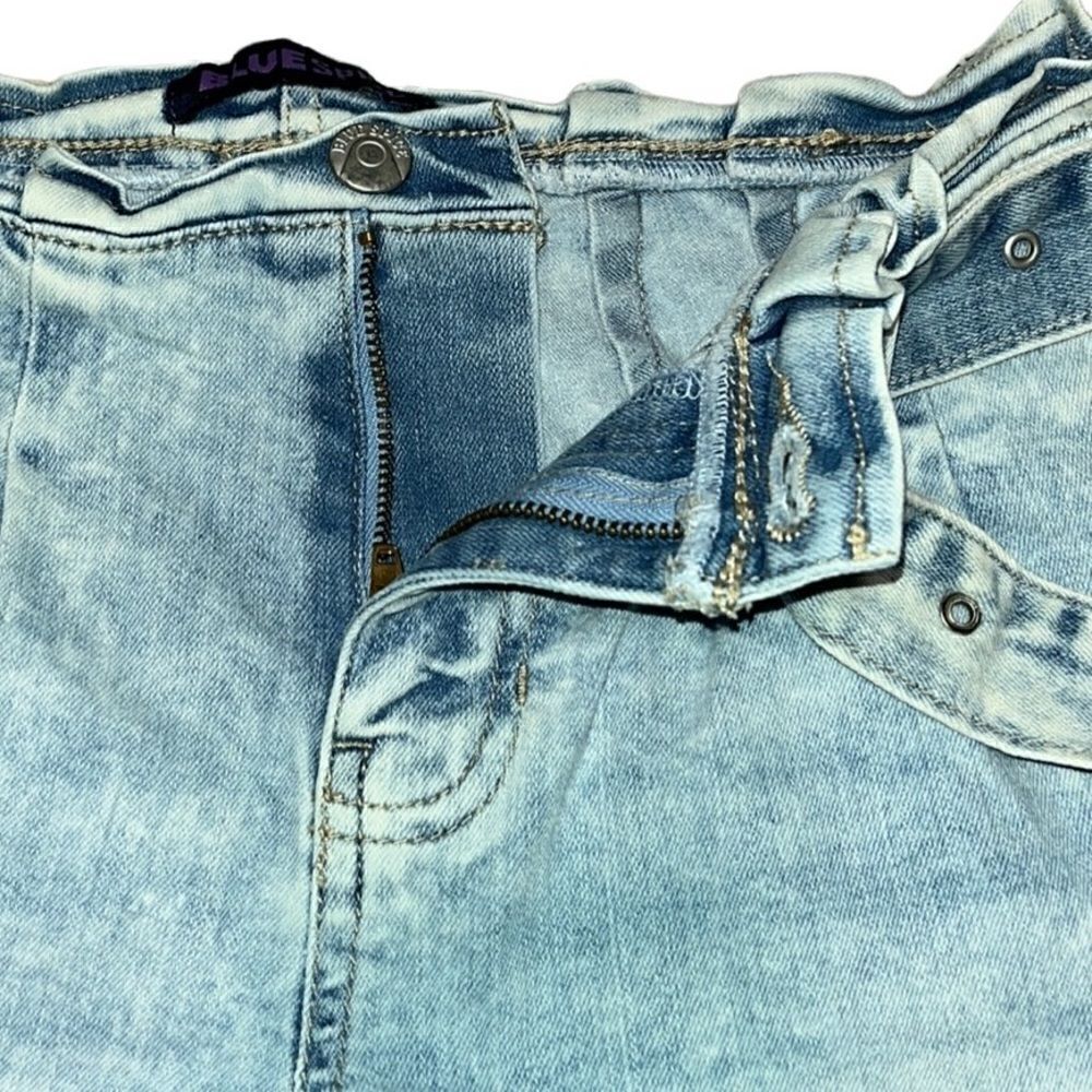 Blue Spice Paper Bag Rolled Hem Jean Shorts - Picture 6 of 9